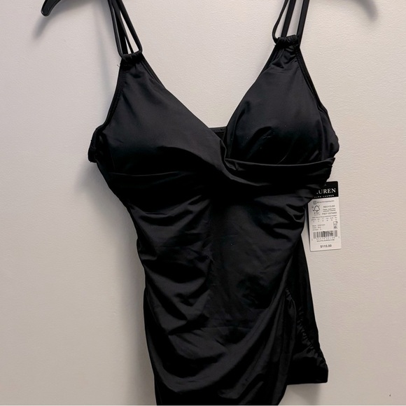 RALPH LAUREN Women's Double-Strap-Front Tankini Top Beach Solids Twist Camikini - Picture 5 of 8